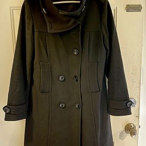 Cowl-neck wool blend black peacoat - H&M Juniors Size 12